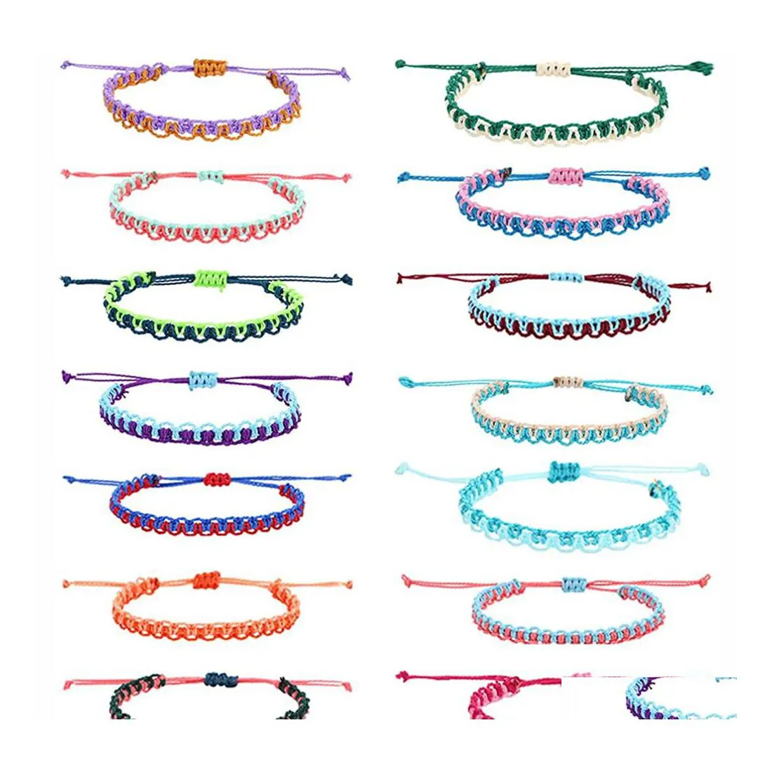 Car cadeia de link de carro 12pcs feitos à mão Mulheres trançadas de verão Bracelet Girl Girl Ajusta Link Bracelets Jóias de amizade para o pulso BAN DHF6Y