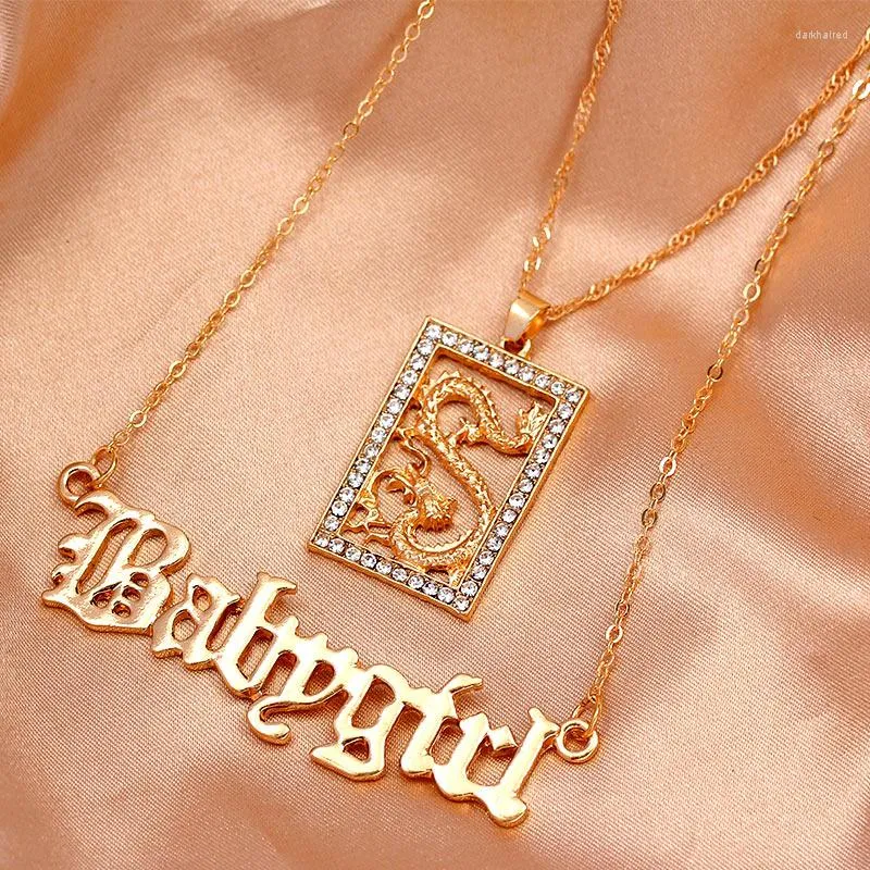 Catene Fashion Dragon Letters Collana con ciondolo per donna Collane multistrato color argento oro 2023 Regali di gioielli di personalità