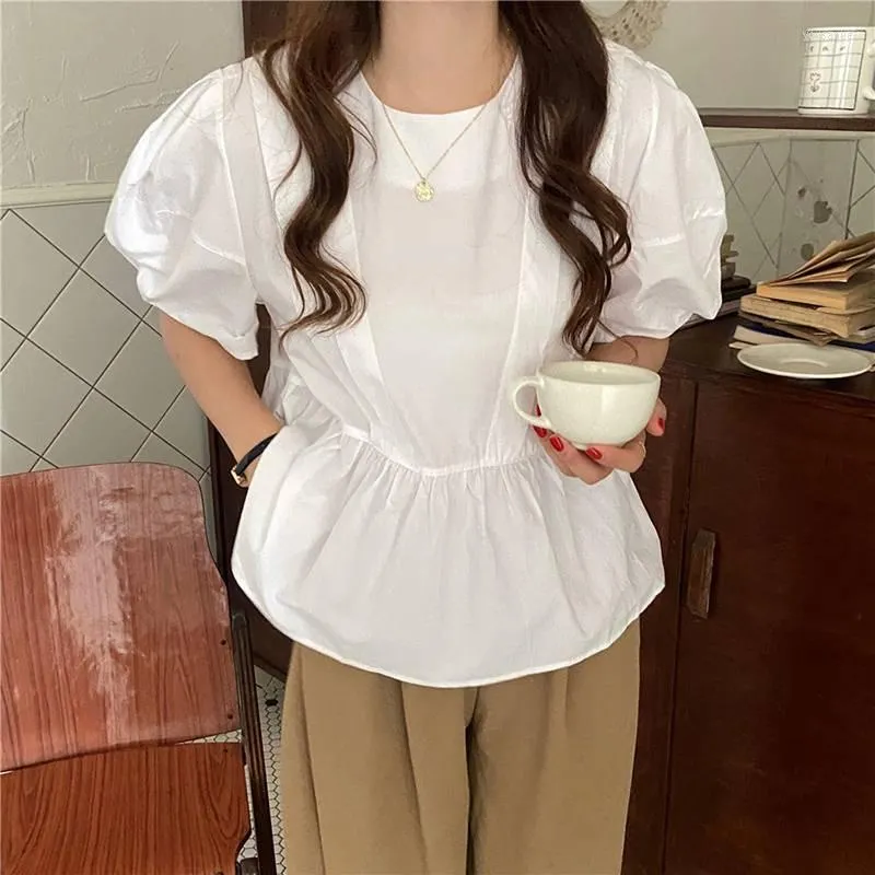 Dames blouses vonda 2023 dames zomer blouse dame korte mouw tops casual ronde nek vaste ruche losse chemise shirts oversized blusas