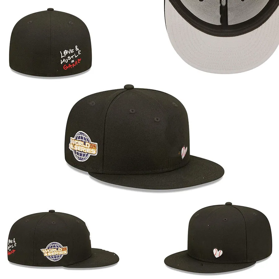 Ny w sox baseball monterade mössor med World Series Patch Team Snapbacks Hat Black Cap Size Mix Match Order alla hattar