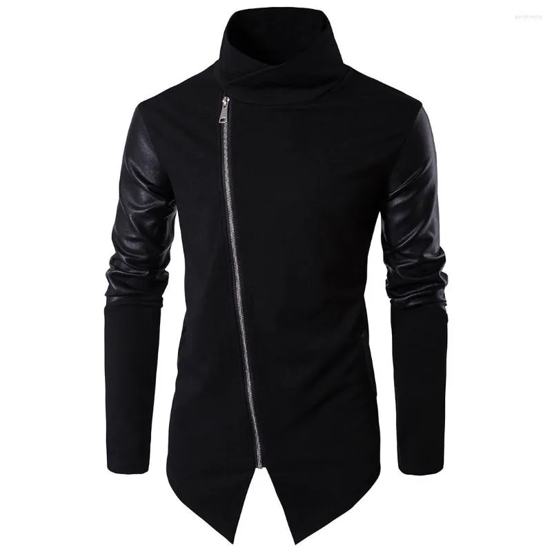 Giacche da uomo Giacca in pelle PU lavorata a maglia sottile in cotone primavera uomo Colletto alla coreana Cappotto casual Giacca a vento con zip da uomo Taglie forti Top maschili