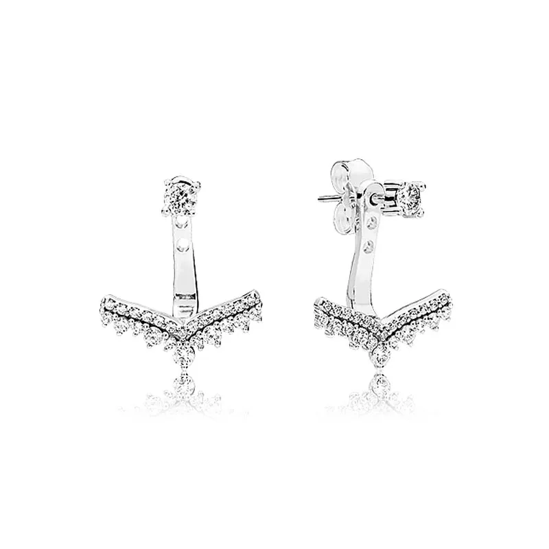 Princess Wish Crown Stud Earring för Pandora Authentic Sterling Silver Wedding Designer smycken för kvinnor flickvän gåva lyxörhängen med originallåda