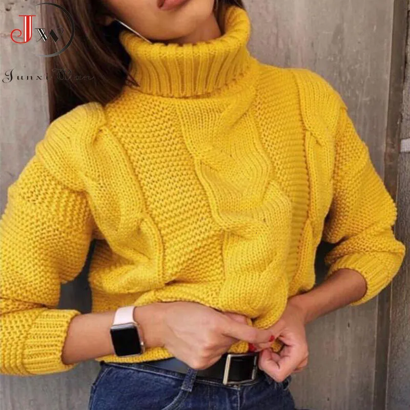 Women's Sweaters Autumn Winter Short Sweater Women Knitted Turtleneck Pullovers Casual Soft Jumper Fashion Long Sleeve Pull Femme 230227