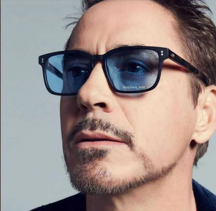 Sunglasses rectangle rivet Tony Stark Sunglasses women men 2022 brand designer fashion aesthetic Glasses vintage oculos de sol masculino R230222