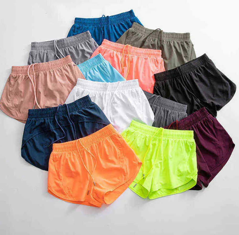 LU Summer NWT Women Shorts Loose Side Zipper Pocket Pants Gym Träning Löpning Kläder Fitness Drawcord Outdoor Yoga Wearlgil Lulus 23Stidal Current