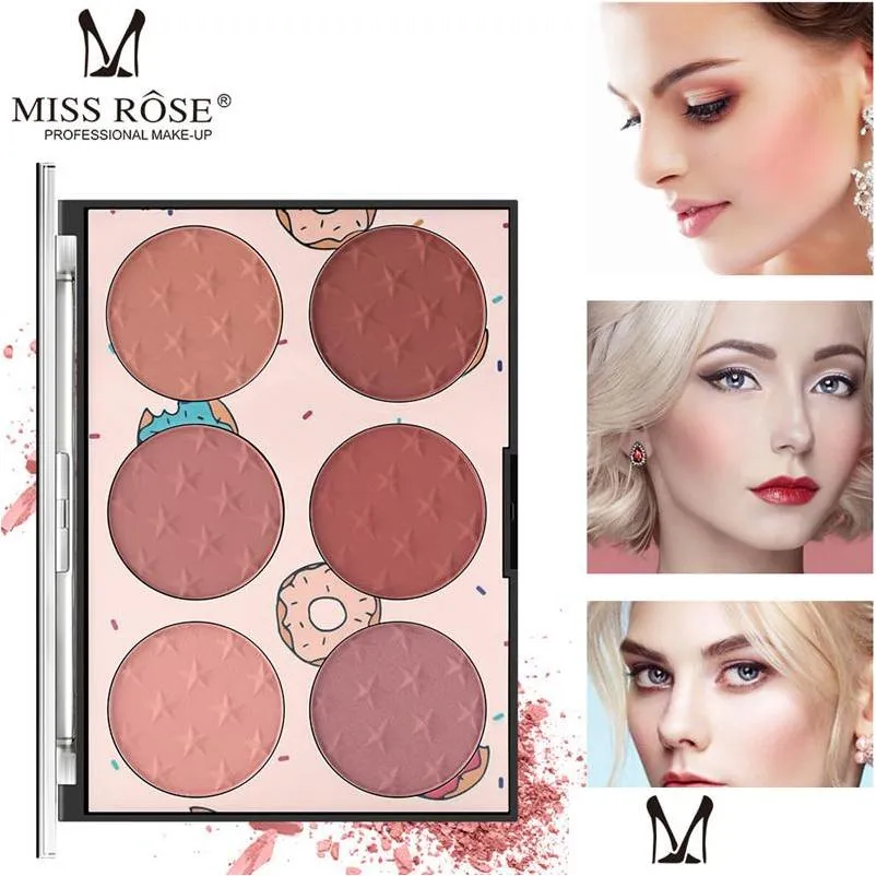 Blush Miss Rose Pink 6 kolorów paleta mineralna brązowy długotrwały skóry przyjazny rouge rumieniec matowy rozświetlacz proszek dostawa dhnqr