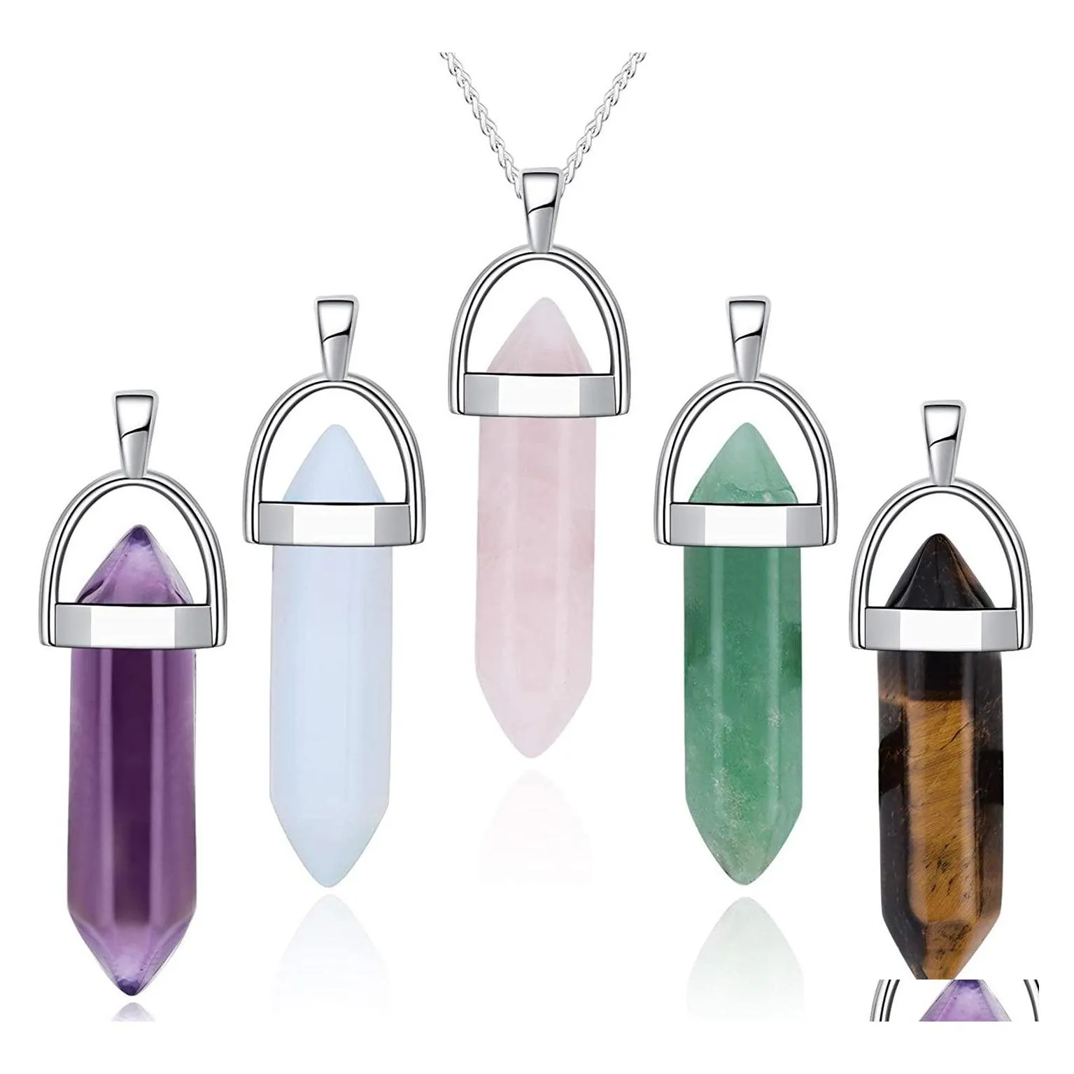 bil dvr pendell halsband hexagonal prism halsband naturlig sten opal turkoises kvartsläkning reiki pendum för kvinnor smycken droppleverans dhqb2