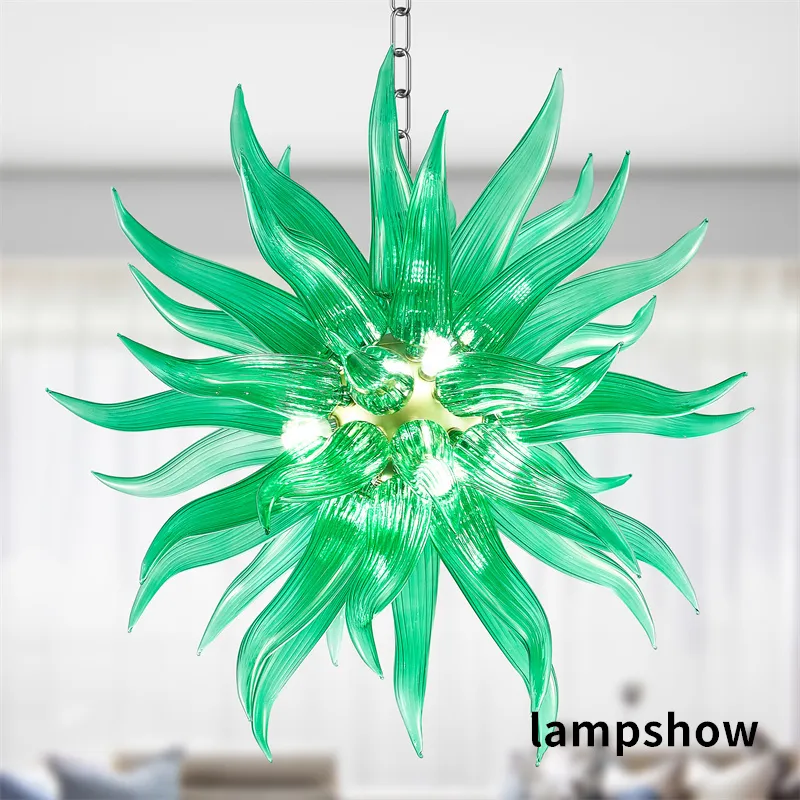 Współczesne szklane lampy wiszące artystyczne oświetlenie kulowe ręcznie wykonane żyrandol zielony kolor Nordic Style LED LIKA