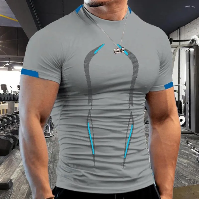 T-shirts pour hommes T-shirt de sport de musculation pour hommes T-shirt de sport à séchage rapide Chemise de course à manches courtes Tops de compression Hommes Fitness en plein air Serré