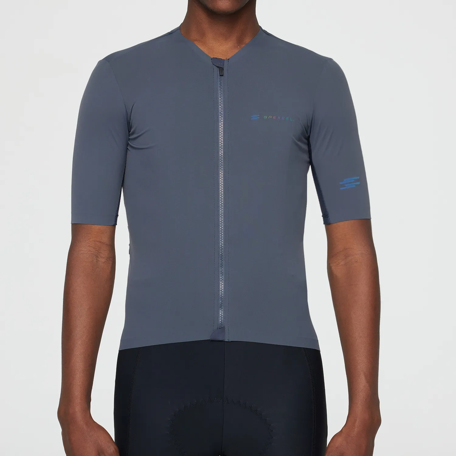 Fietsende shirts tops spexcel coldback tech fabric upf 50 pro aero fit korte mouw fietsentruien naadloos kraagontwerp licht grijs 230227