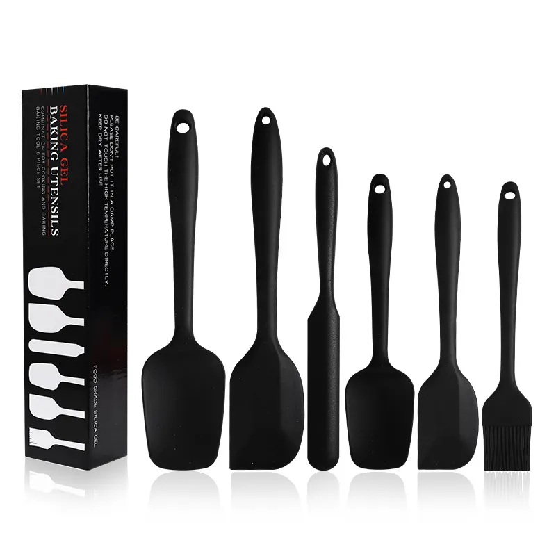 Ensemble de spatules antiadhésives en Silicone, 6 pièces, résistantes à la chaleur, de qualité alimentaire, spatule à crème en Silicone, ensemble de brosses à huile pour la cuisson des outils de pâtisserie