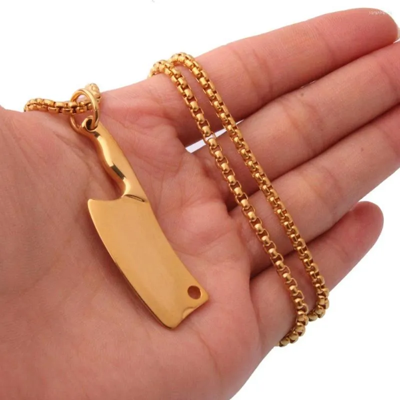 Pendant Necklaces Men Women's Gold Color 316L Stainless Steel Small Kitchen Knife Necklace Jewelry Gift