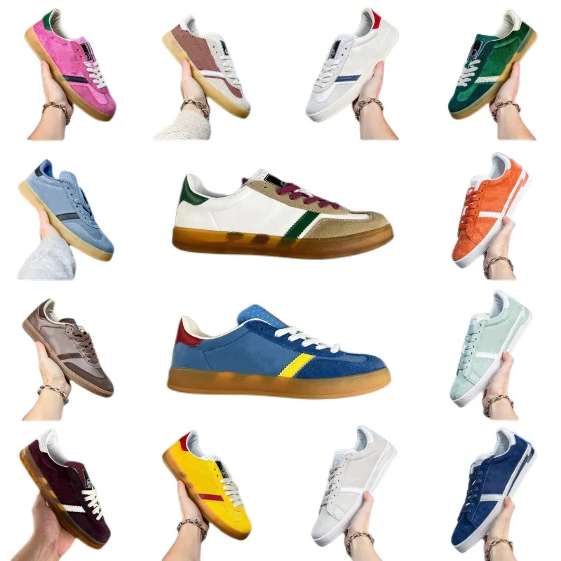 Designer Laarzen Klassieke Vintage Mannen Sneakers Vrouwen Zeemleer Casual Schoenen Demping PU Latex Zool Luxe Co-branded Sport Letter Print Ronde Neus Mixer Clour