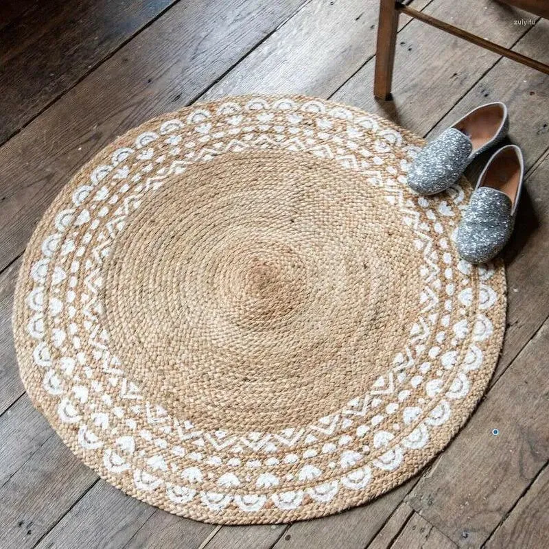 Carpets Rugs And For Home Living Room Modern Boho Natural Jute Round Rug Eco Clean Handmade 3 X Feet