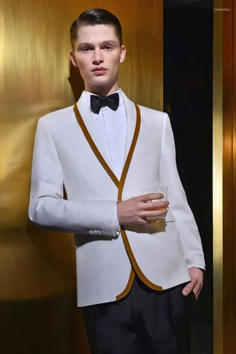 White and top gold prom jacket