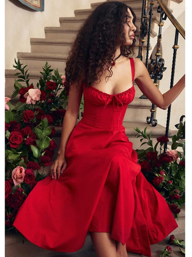 blue dress for baby girl Maribel Cut-Out Bubble Hem Corset Mini Dress in Red main image 0