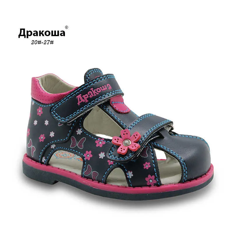 Sandals Apakowa zomer klassieke mode kinderen schoenen peuter meisjes sandalen kinderen meisjes pu lederen sandalen vlinder met aartssteun Z0225