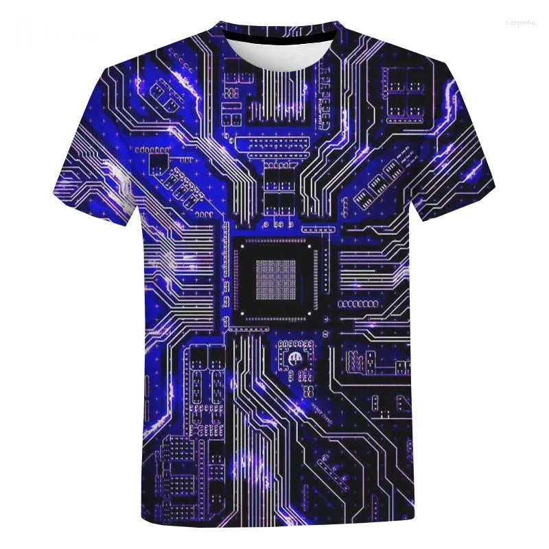 Herr t-skjortor elektroniska chip 3d tryck skjorta unisex mode casual short hylsa t-shirts man harajuku streetwear hip hop