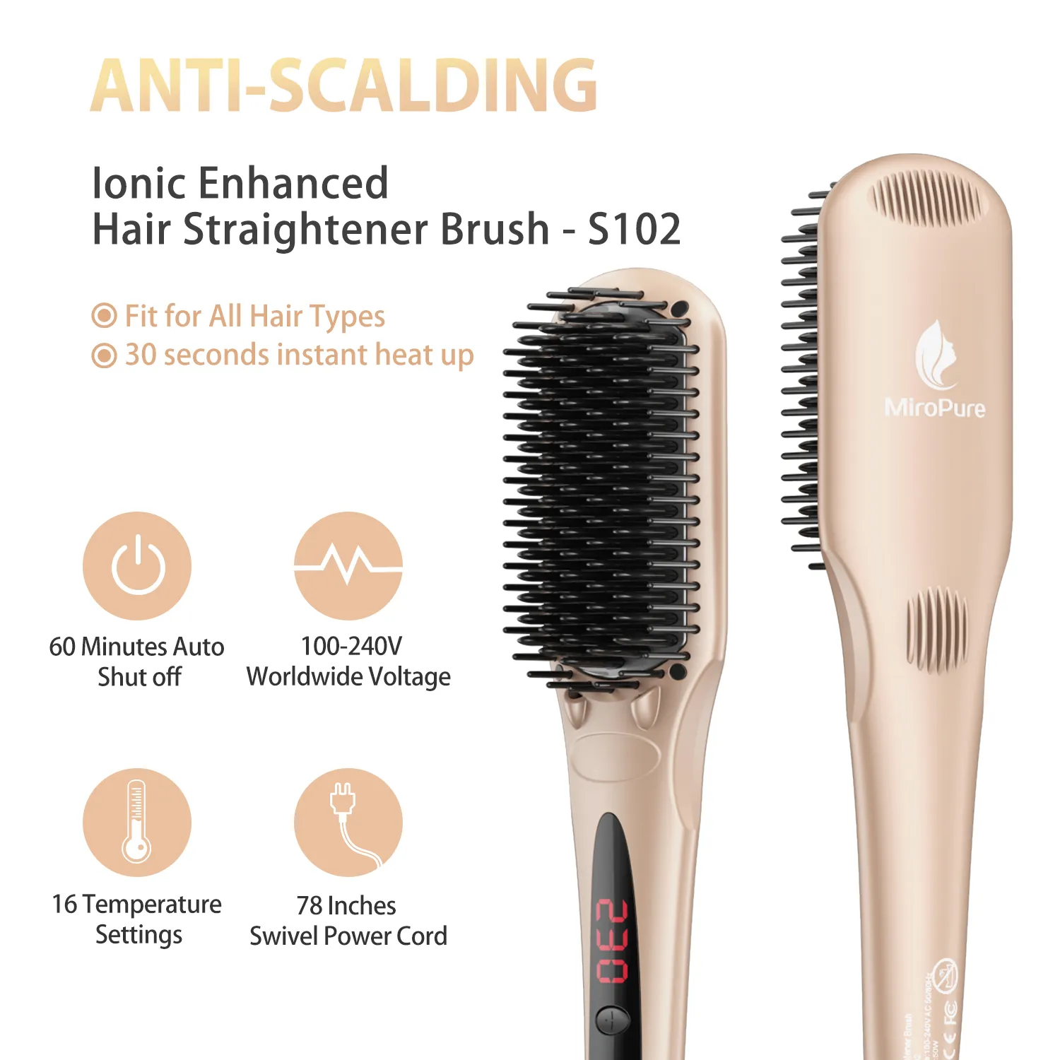 Miropure enhanced hair straightener cheap brush