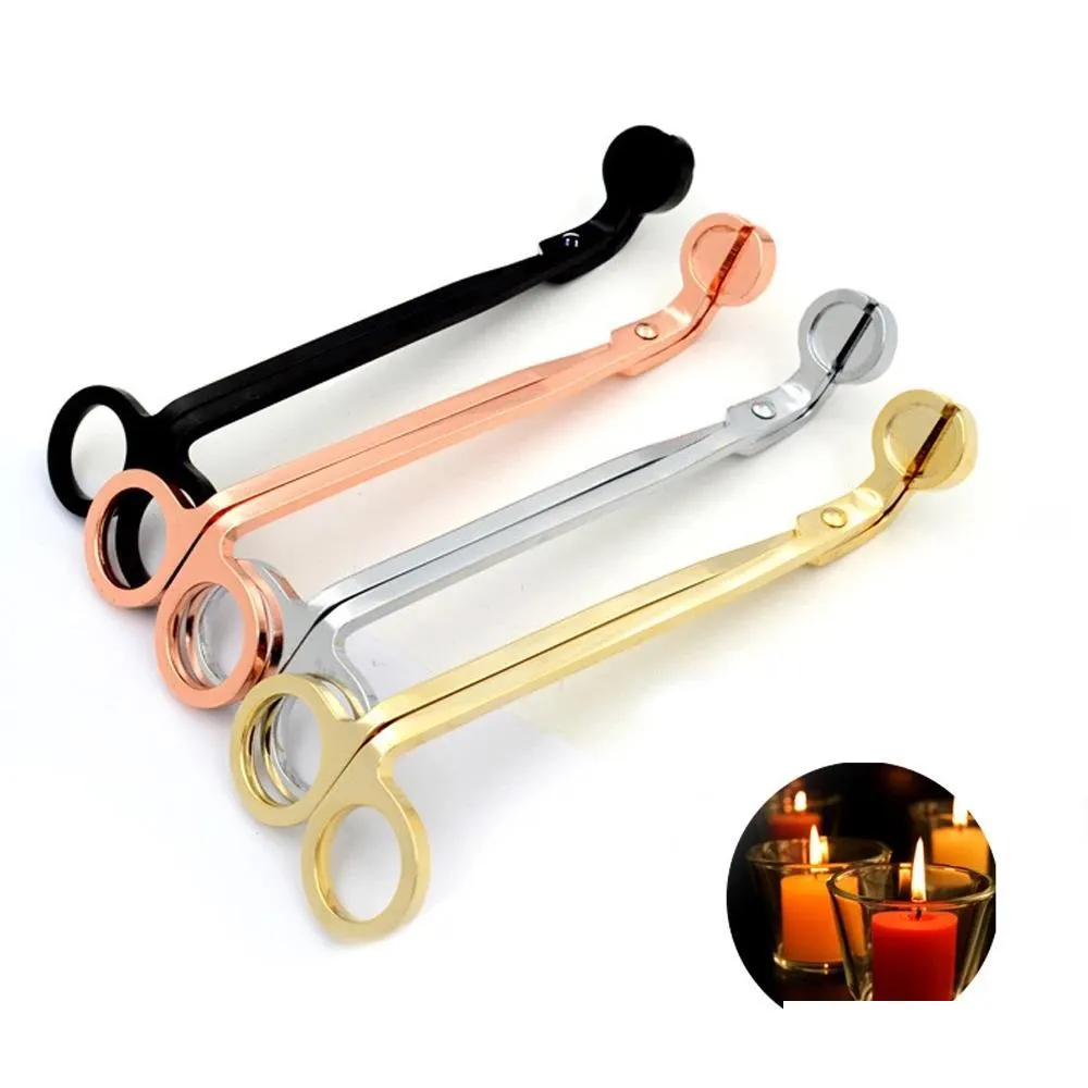 Scissors Stainless Steel Snuffers Candle Wick Trimmer Rose Gold Cutter Oil Lamp Trim Scissor Drop Delivery Home Garden Tools Hand Dhk2I