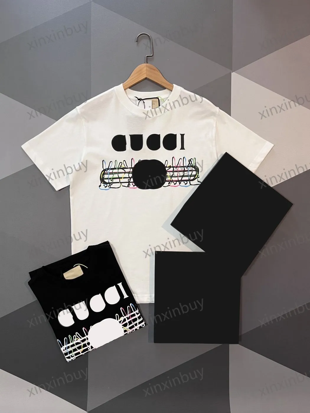 xinxinbuy Men designer Tee t shirt 23ss Paris Color rabbit letter print short sleeve cotton women white black khaki apricot XS-2XL