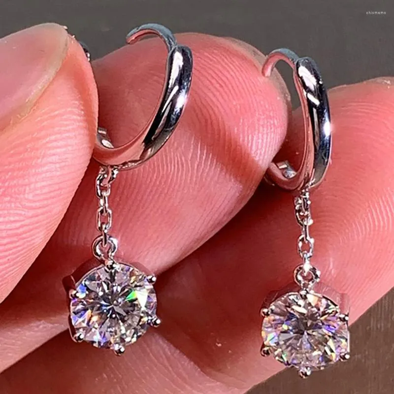 Boucles d'oreilles créoles 14K or blanc femmes goutte Clip Moissanite diamants 0.5 1 2 3 carats rond fête de mariage fiançailles anniversaire