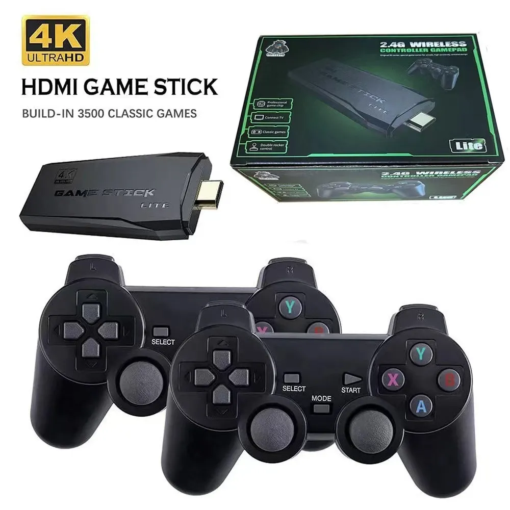 Консоль видеоигр M8 2,4 г двойной беспроводной контроллер Game Stick 4K 10000 Games 64GB 32GB Retro Games для PS1/GBA Boy