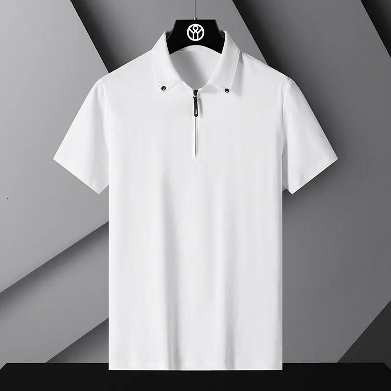 Men's Polos Korea Style Solid Brand Fashion Polo Shirts Short Sleeve Men's Black White Summer Breathable Tops Tee Oversize 4XL 230228