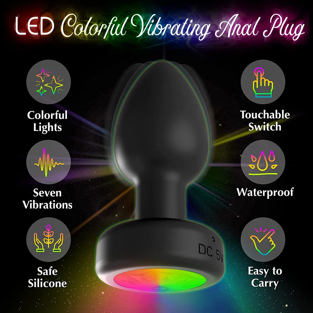 LED Colorful Light Butt for Women Men Anal Plug Vibrator Prostate Massager Adults Sex Toys Wireless_voghion.com