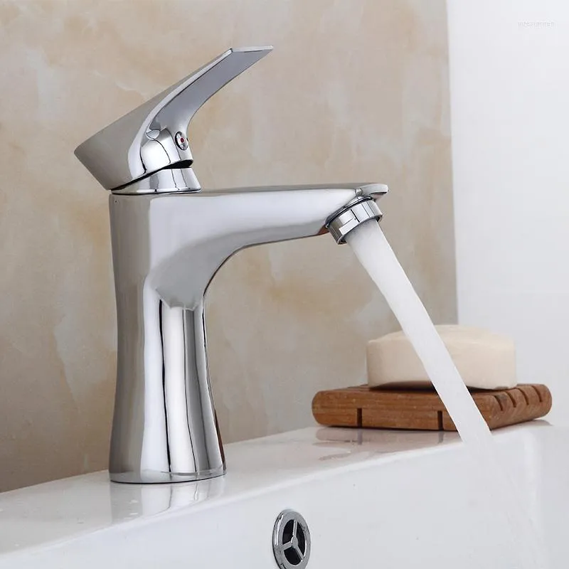 Rubinetti per lavabo da bagno Mini elegante ed elegante rubinetto per lavabo in ottone, miscelatore per acqua, finitura cromata