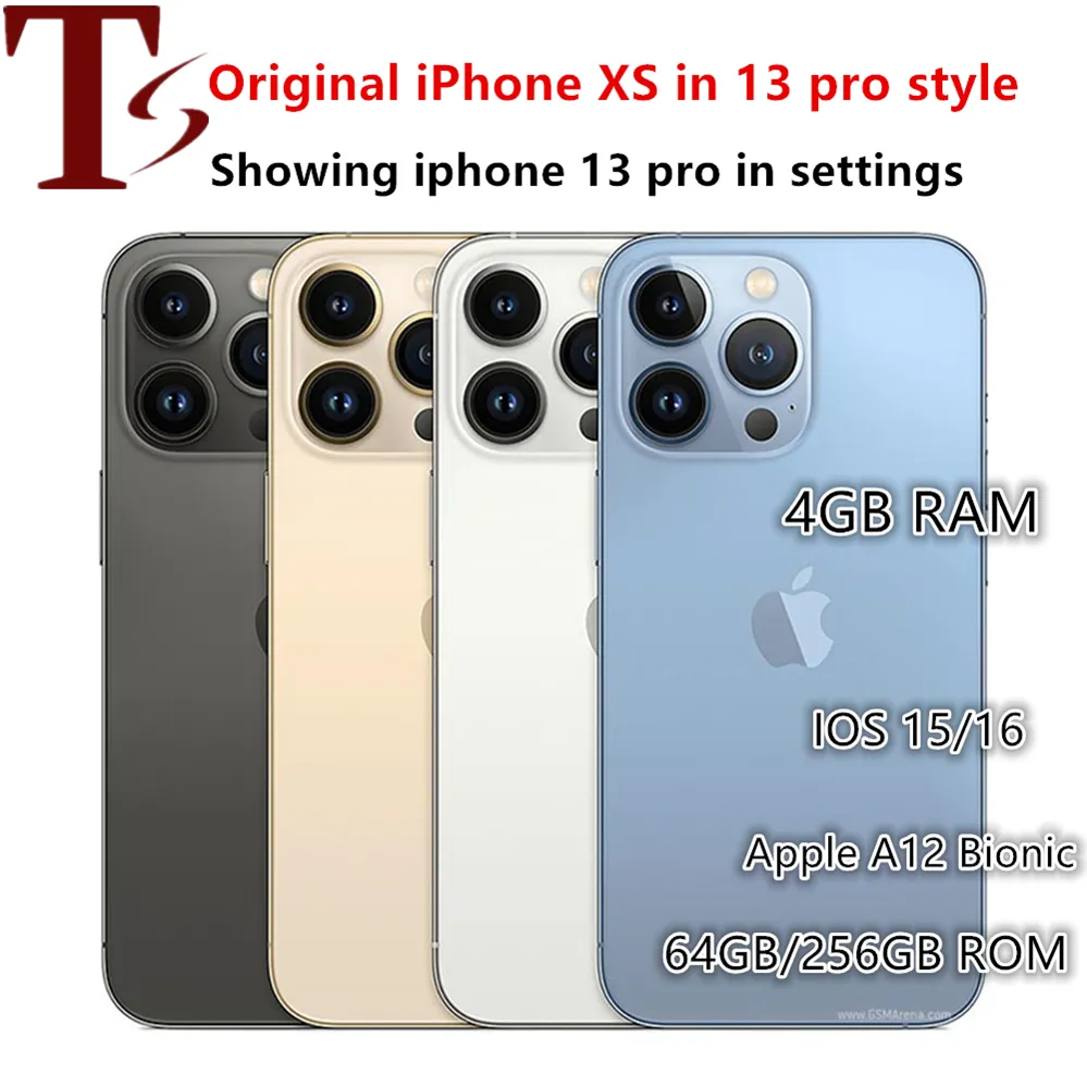 Apple Original iphone Xs в телефоне 13 pro style Разблокирован с коробкой 13proВнешний вид камеры 4G RAM 64GB 256GB ROM Название смартфона изменено