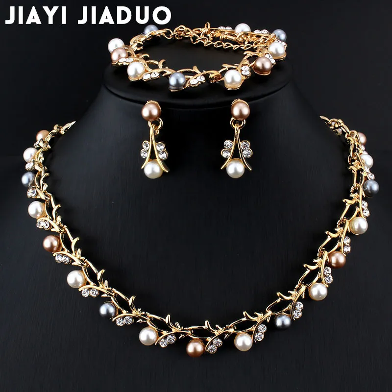 Wedding Jewelry Sets Jiayijiaduo Imitation Pearl Wedding Necklace Earring Sets Bridal Jewelry Sets for Women Elegant Party Gift Fashion Costume 230228