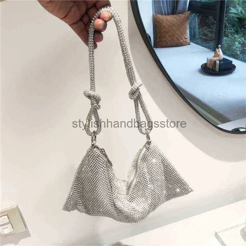 Poignée Strass Soirée Pochette argent Brillant Cristal Dîner De Mariage Sacs À Main et Sac À Main De Luxe Designer Sac À Bandoulière Y220401