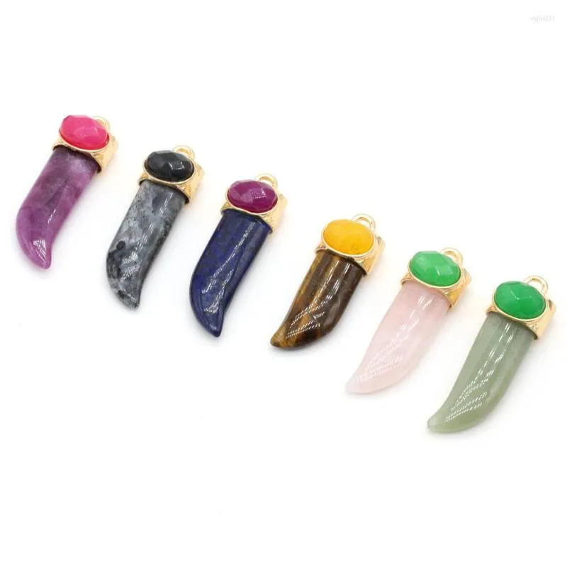 Pendant Necklaces Natural Stone Pendants Penknife Shape Gemstone Exquisite Charms For Jewelry Making DIY Necklace Bracelet Earrings