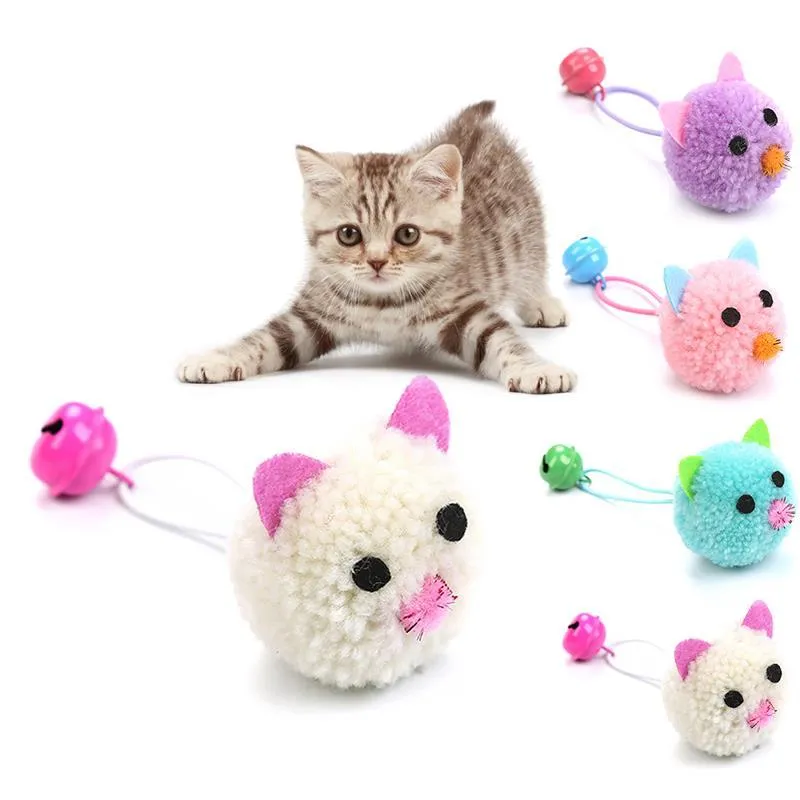 Cat Toys 1PCS Cute Cartoon Mice Toy Bite-resistant Interactive Bell Plush Bite Teaser Funny With
