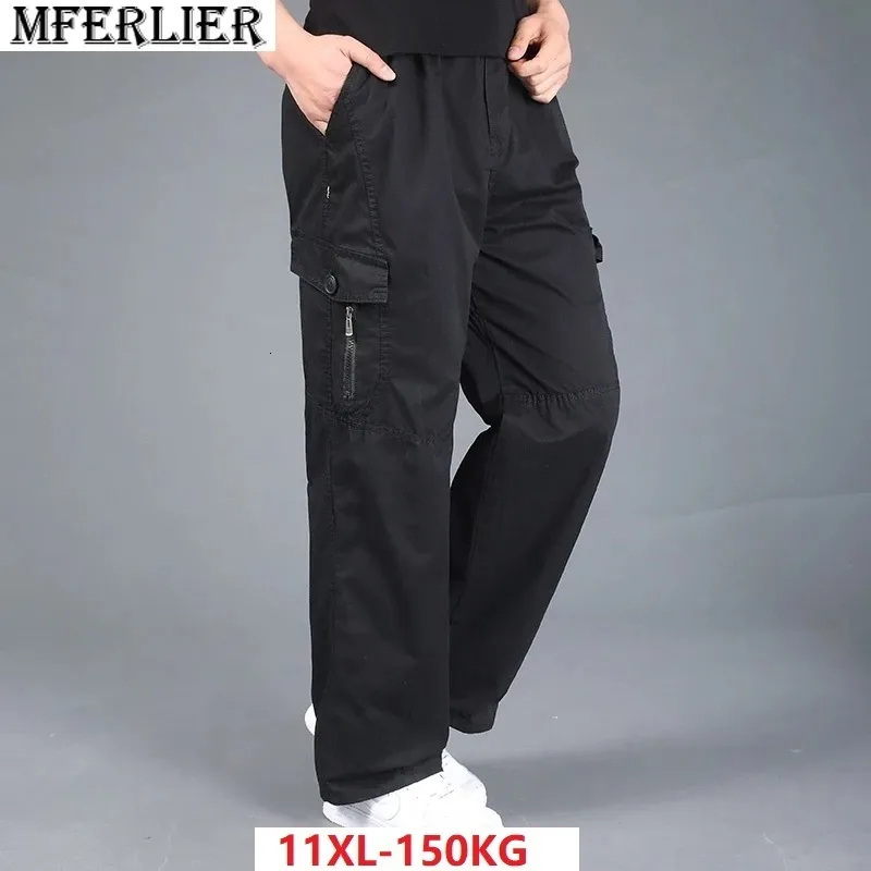 Men's Pants summer spring Men cargo pants cotton pockets zipper out door plus size 8XL casual Labor protection straight pants trousers 230228