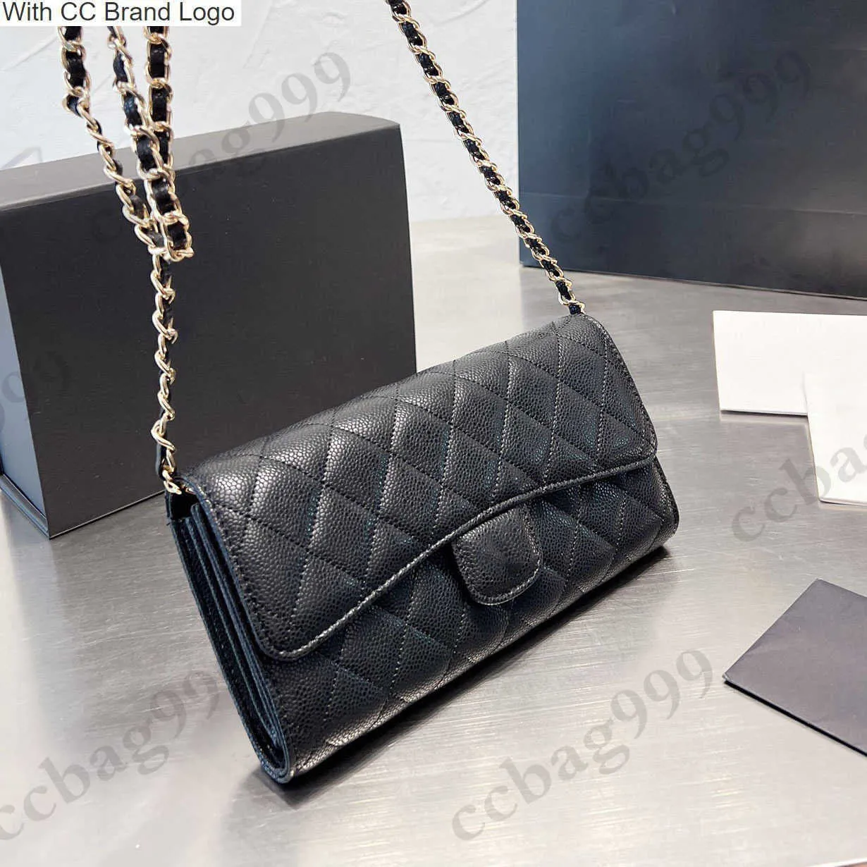 CC Brand Wallets Vintage Mini Flap Cowhide Wallets With Leather Hardware Chain Crossbody Bags Coins Purses Classic Quilted Caviar Womens Shoulder Phone Card Hol