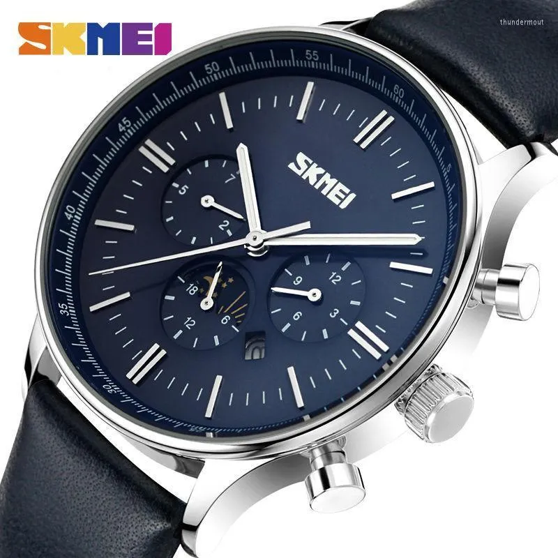 Wristwatches Fashion Watches Men Business Quartz 30M Waterproof Casual Leather Brand Watch Relogio Masculino 9117WristwatchesWristwatches Th