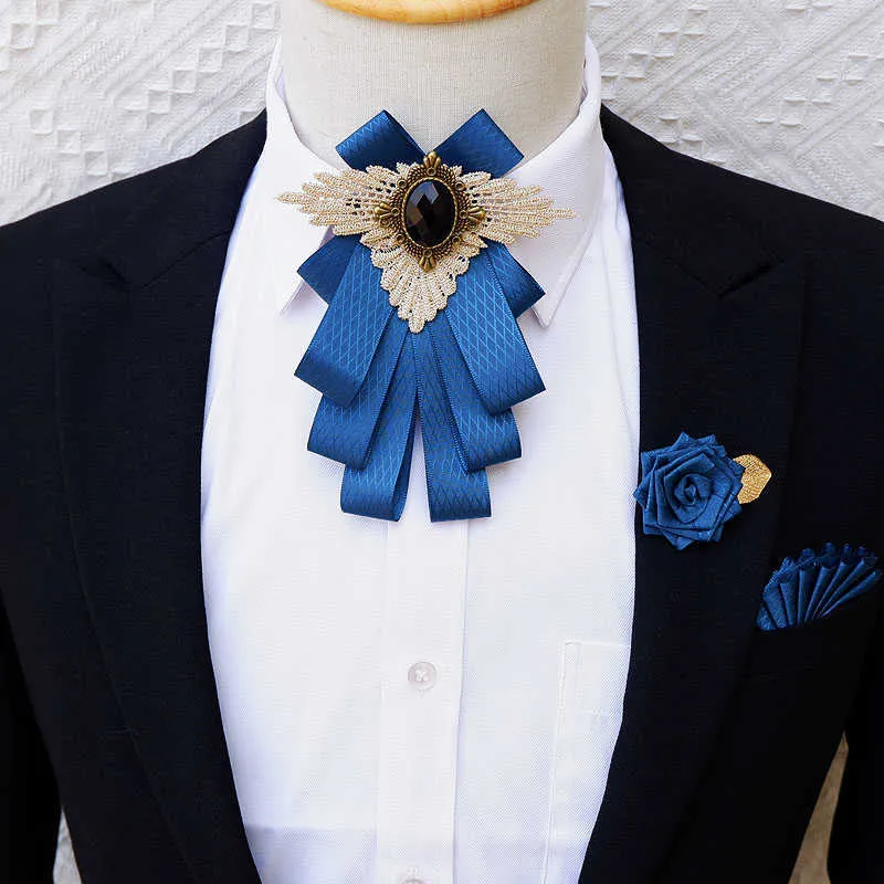 Nackband Nya fluga dräkter mäns bröllopstillbehör affärsformell slitskjorta bowtie fickhandduk corsage trepiece set gåvor till män j230227