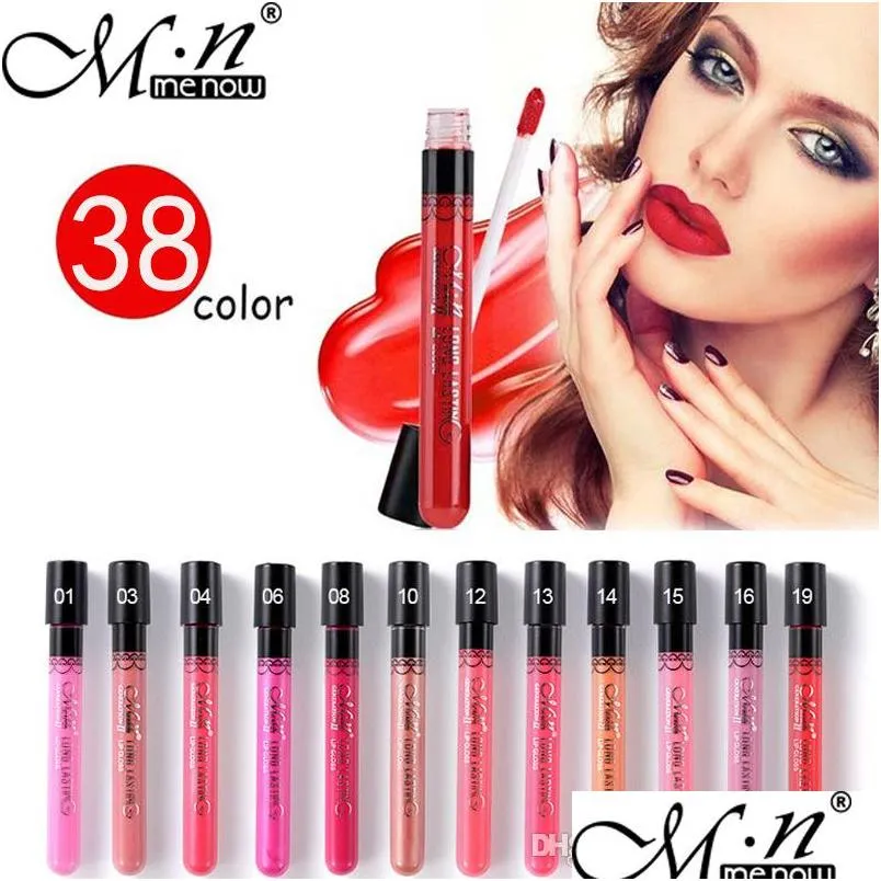 Lip Gloss Menow Make -up Matte lippenstift Langdurige Moisturizer Y Waterdichte schoonheid 38 Kleur Liquid drop levering Health Lips DHQP1