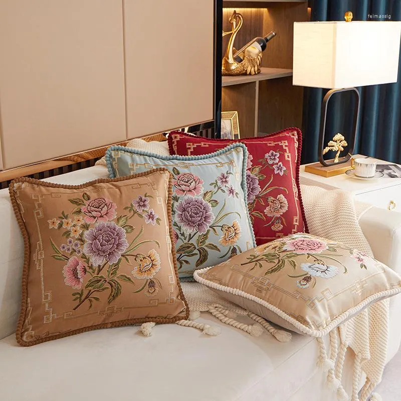 Pillow 48x48cm Autumn Winter Home Decoration Jacquard Floral Pillowcover Sofa Cover