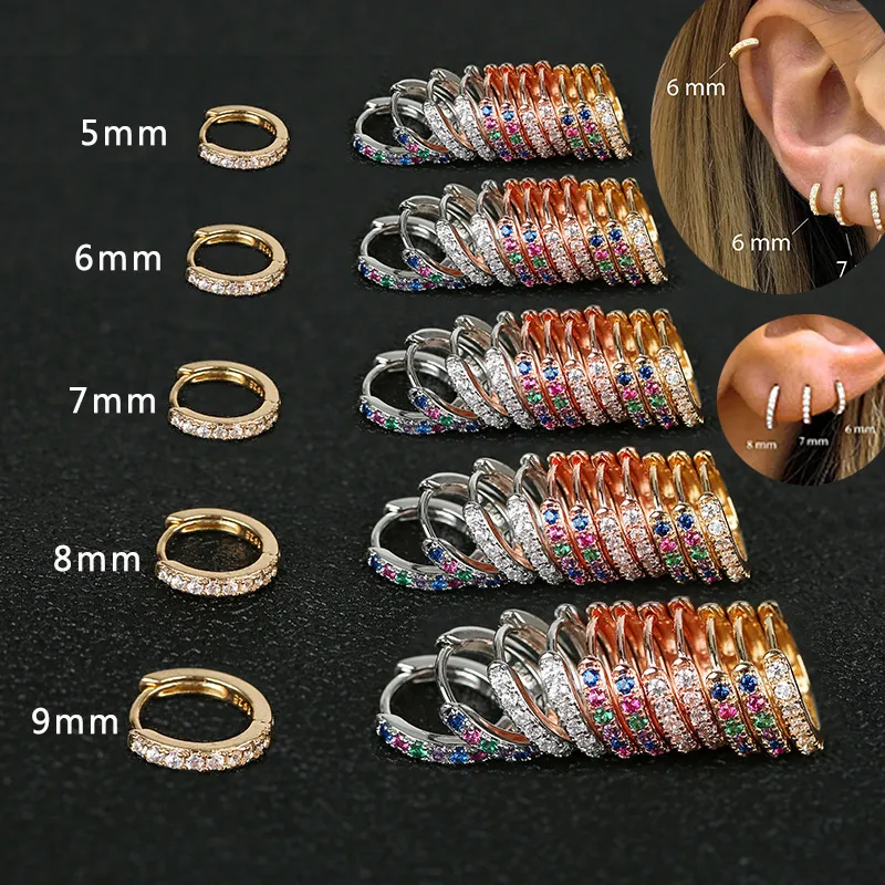 2 sztuk Rainbow Little Huggies kolczyki koła ze stali nierdzewnej dziewczyna małe pierścienie chrząstka mała Helix Piercing Tragus koło mężczyźni obręcze 8mm