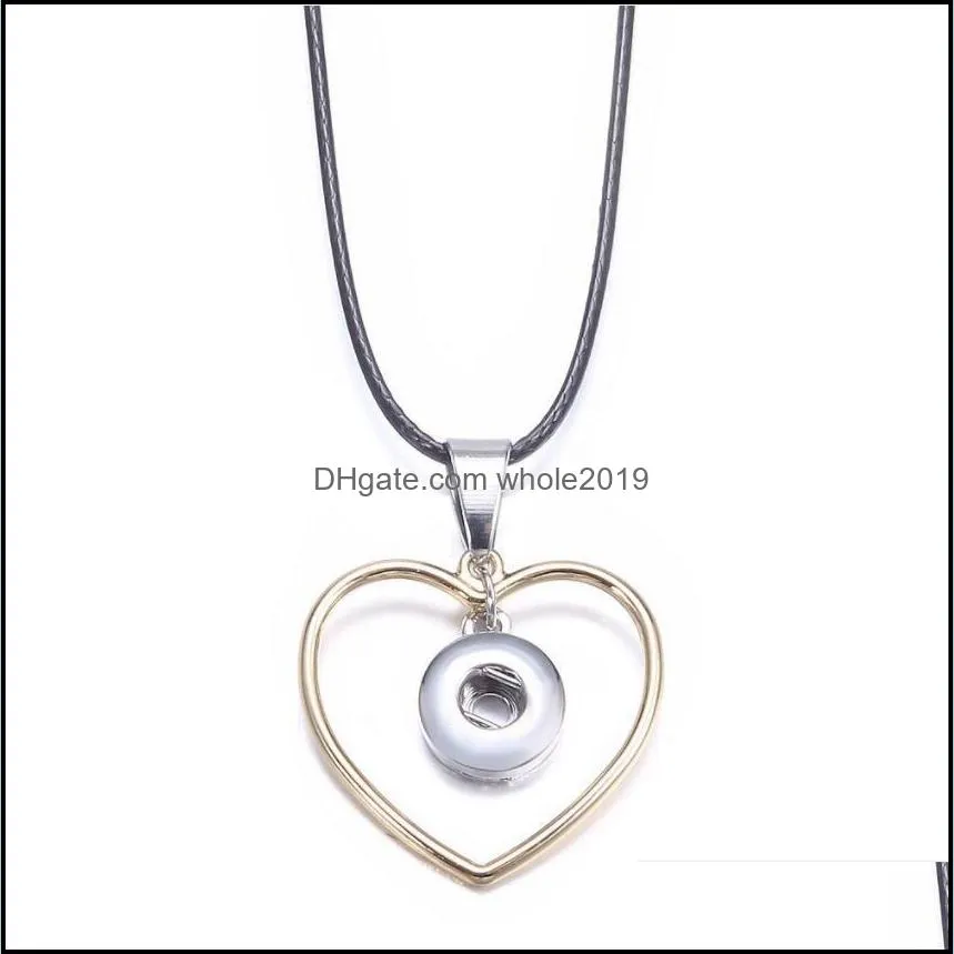 Collane con ciondolo Noosa Gioielli con bottone a pressione Collana con cerchio a cuore in oro Fai da te 12 mm Pendenti con consegna a goccia da donna Dhwmu