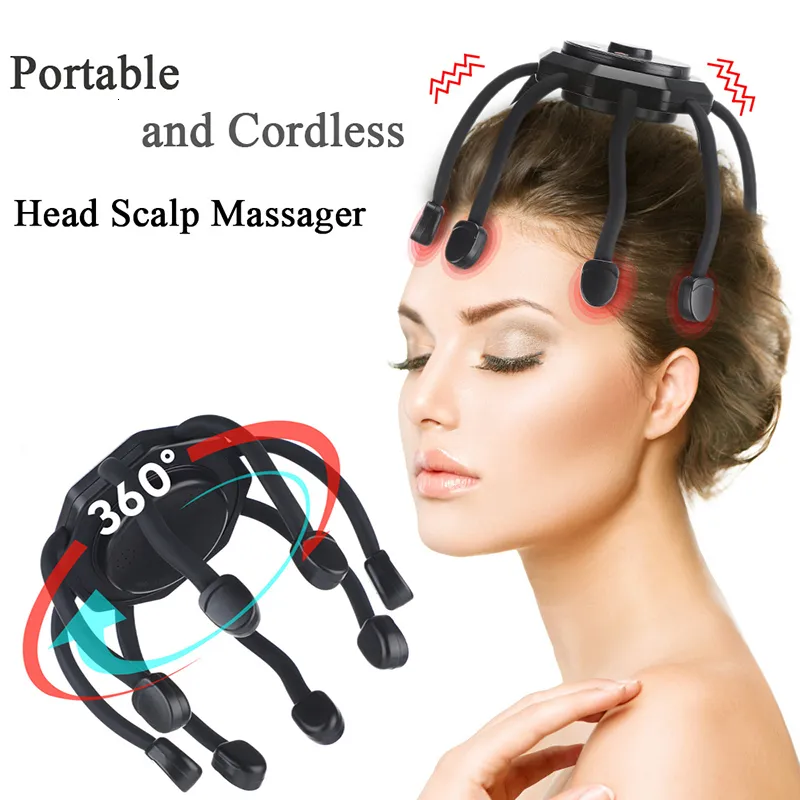 Hoofd Massager Elektrische Octopus Klauw Hoofd Hoofdhuid Massager 3 Modi Vibratie Massage Therapeutische Hoofd Scratcher Relief Hoofd_voghion.com