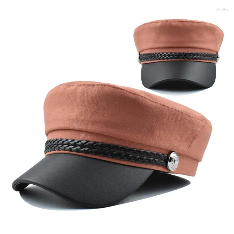 Berets FashionDamen Militärhüte Flat Top Army Cap Weiblich Frühling Herbst Krempe Damen Kapitän All-Match Reise Student Matrosenhut