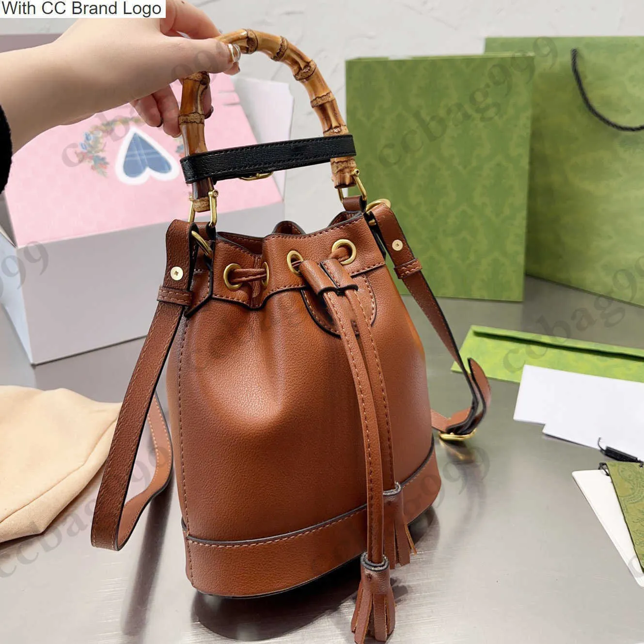 CC Brand Cross Body Designer Diana Bambusgriff Mini Bucket Bags Italienische Luxushandtaschen Echtes Leder Schultergurt Umhängetasche Große Kapazität Damen Drawcor