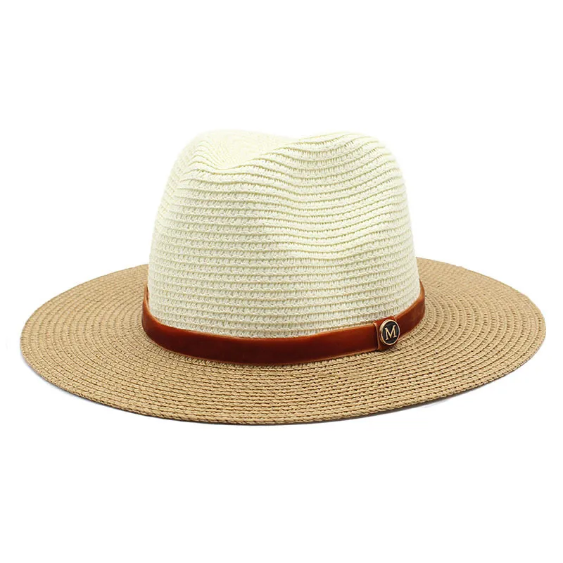 Sombreros de sol informales de verano para hombres y mujeres, moda, letra M, Jazz, paja, playa, sombra, sombrero de Panamá, venta al por mayor y al por menor