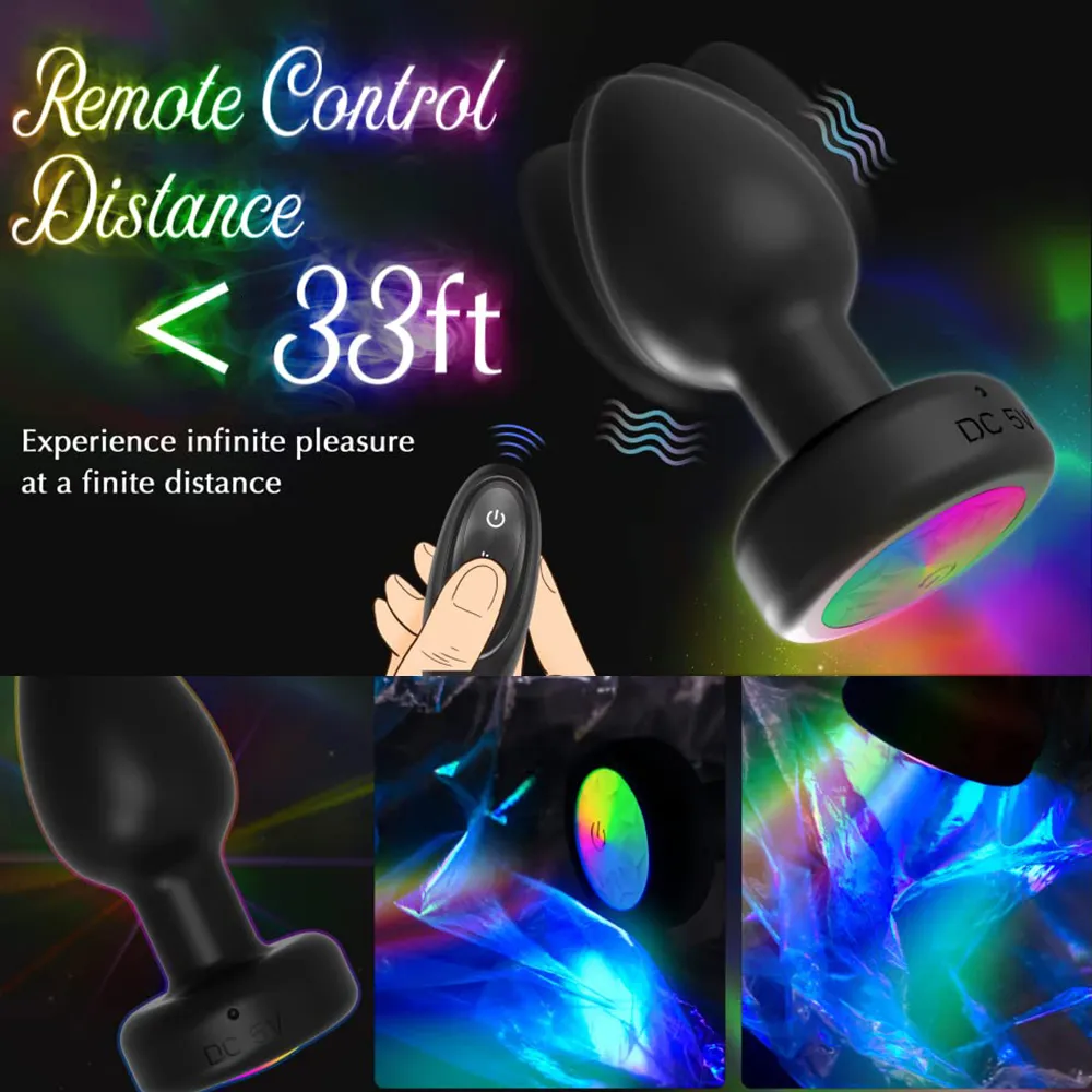 LED Colorful Light Butt for Women Men Anal Plug Vibrator Prostate Massager Adults Sex Toys Wireless_voghion.com