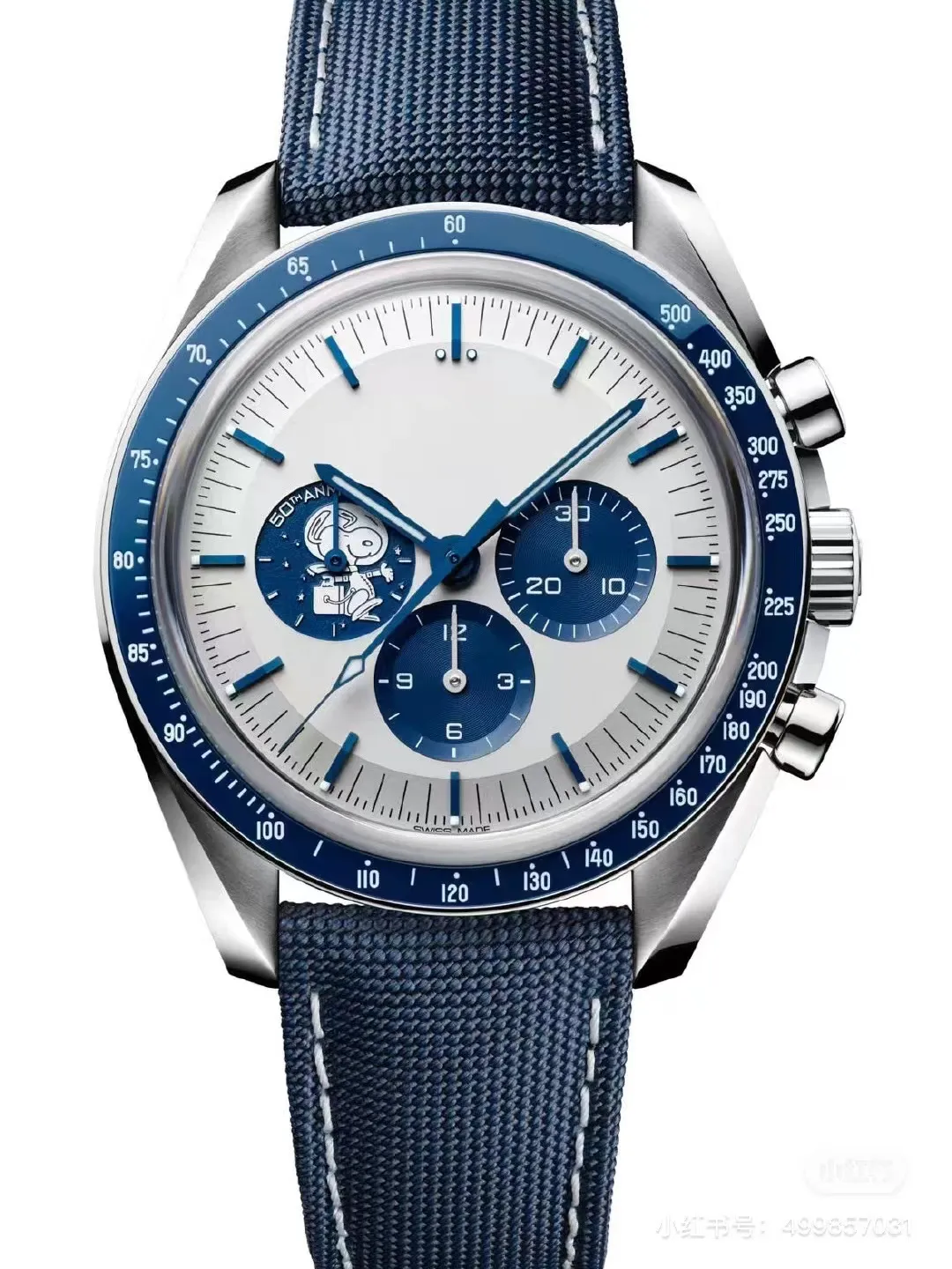 Omega mechanisch horloge 42 mm wijzerplaat Heren blauwe keramische ringmond Super geavanceerde beweging Handmatige ketting Ruimtevaartuig Kinetische energie Multifunctionele timing Superhorloge