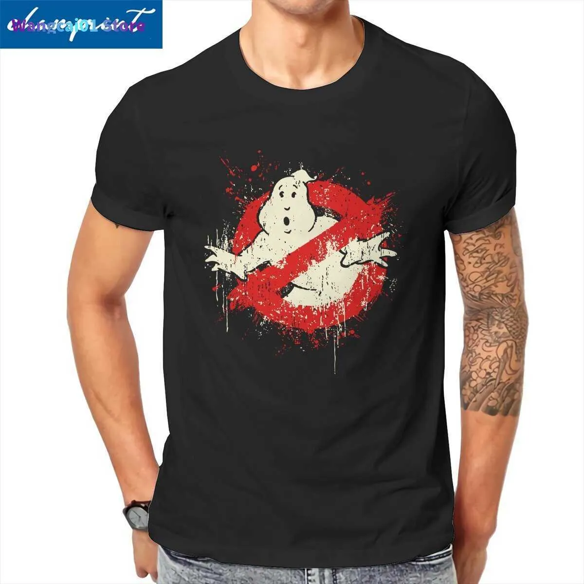 Herr t-shirts herr ghostbusters film ghost busters t shirt 100% bomullskläder fantastisk kort seve rund nacke skjorta 4xl 5xl 6xl t-shirt 0301H23